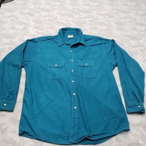 Vintage Five Brother Shirt Mens XL Green Chamois Pockets Long Sleeve Button-Up